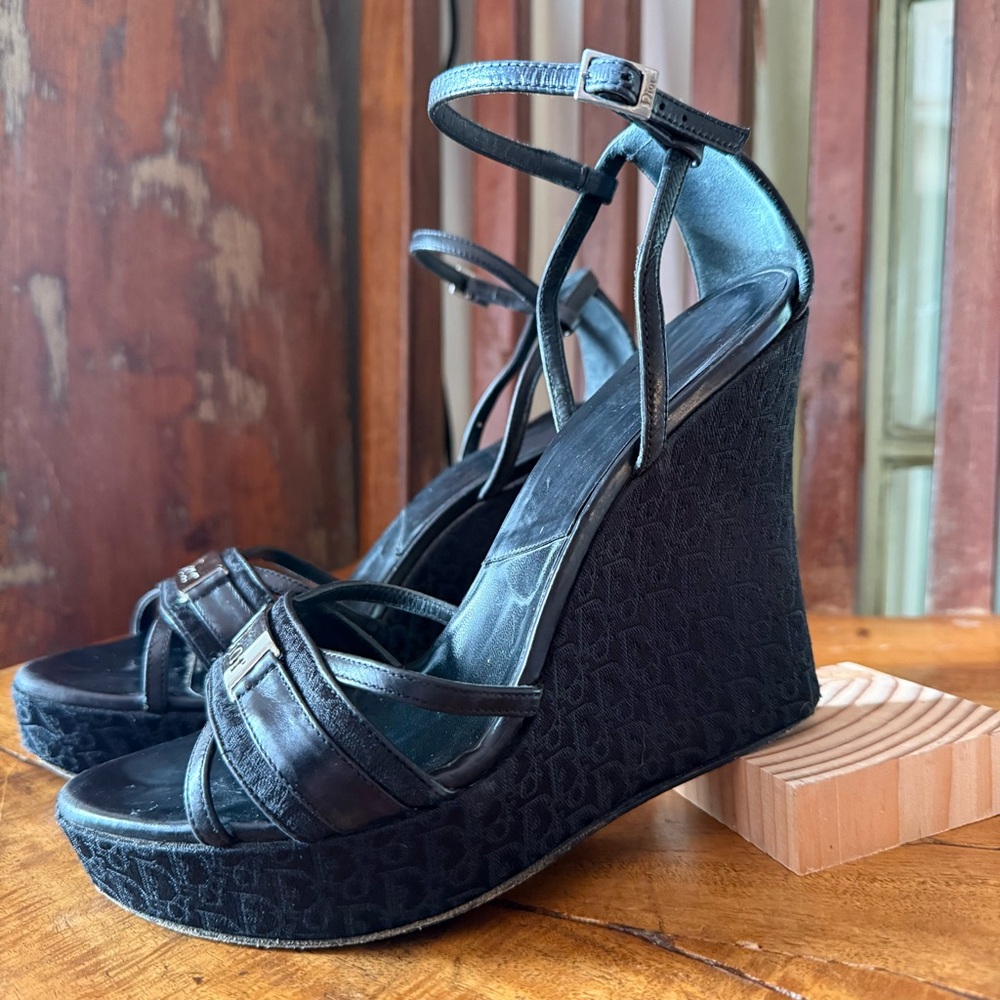 Christian Dior Diorissimo Oblique Platform Wedge Heels – Galliano Era – EU 37.5